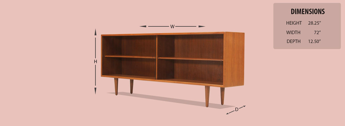 Danish Modern Teak Bookcase with Glass Doors