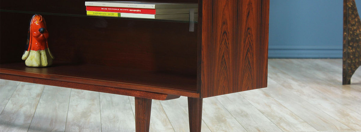 Danish Modern Low-Profile Rosewood Bookcase 