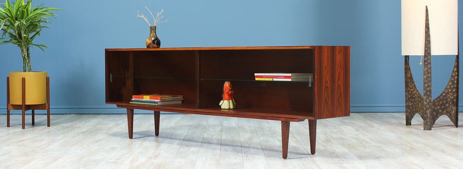 Danish Modern Low-Profile Rosewood Bookcase 