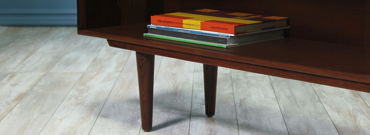 Danish Modern Low-Profile Rosewood Bookcase 