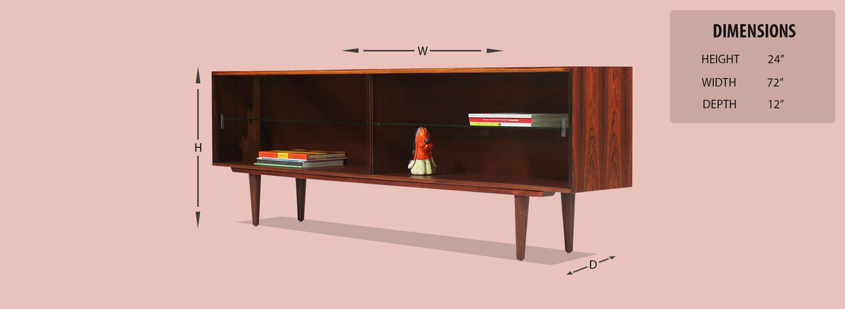 Danish Modern Low-Profile Rosewood Bookcase 