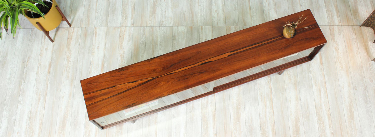 Danish Modern Low-Profile Rosewood Bookcase 