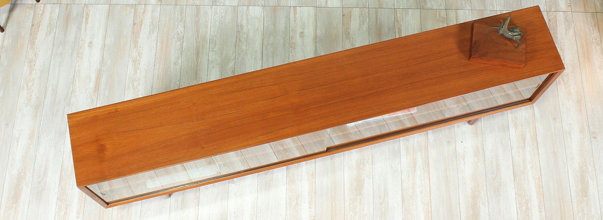 Danish Modern Low-Profile Teak  Bookcase With Glass Door