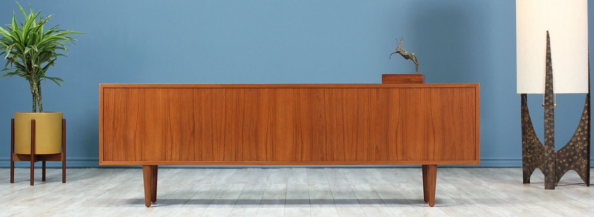 Danish Modern Low-Profile Teak  Bookcase With Glass Door