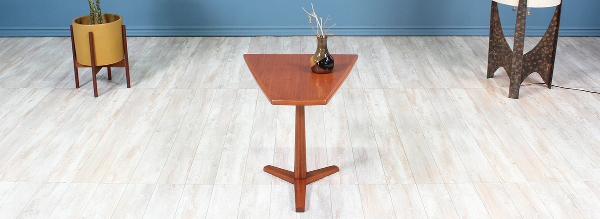 Swedish Modern Tri-Leg Teak Side Table by Dux