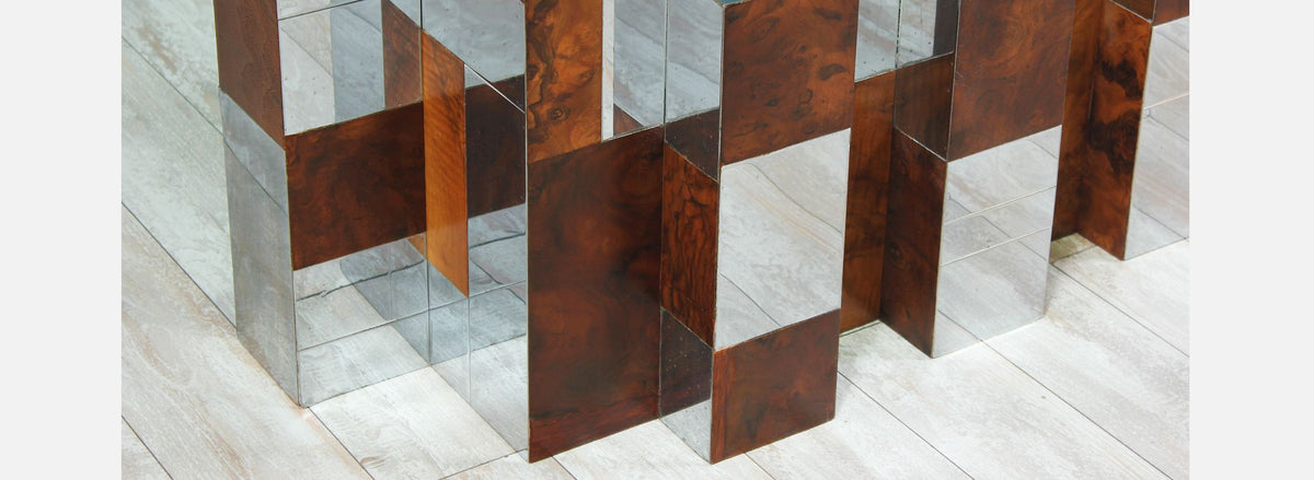 Paul Evans “Cityscape” Burl Wood & Chrome Dining Table for Directional