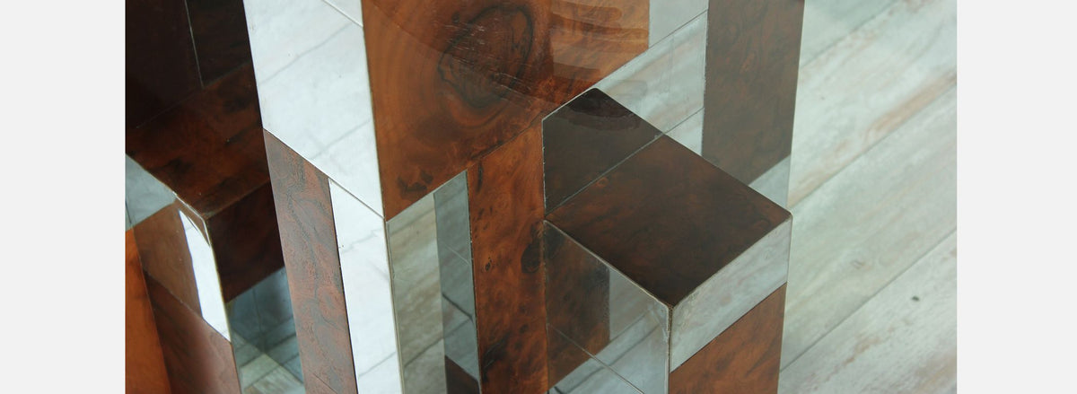 Paul Evans “Cityscape” Burl Wood & Chrome Dining Table for Directional