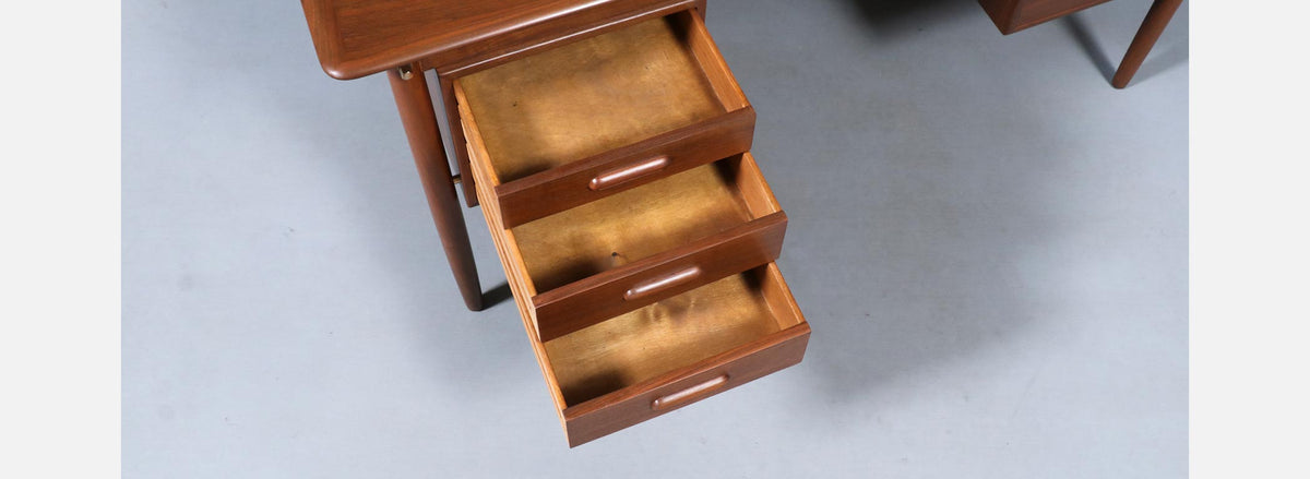 Danish Modern Executive Walnut Desk by Gunnar Schwartz