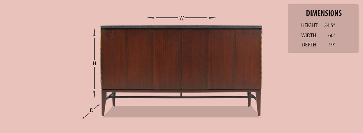Paul McCobb “Irwin Collection” Credenza with Bi-Folding Doors & Black Marble Top