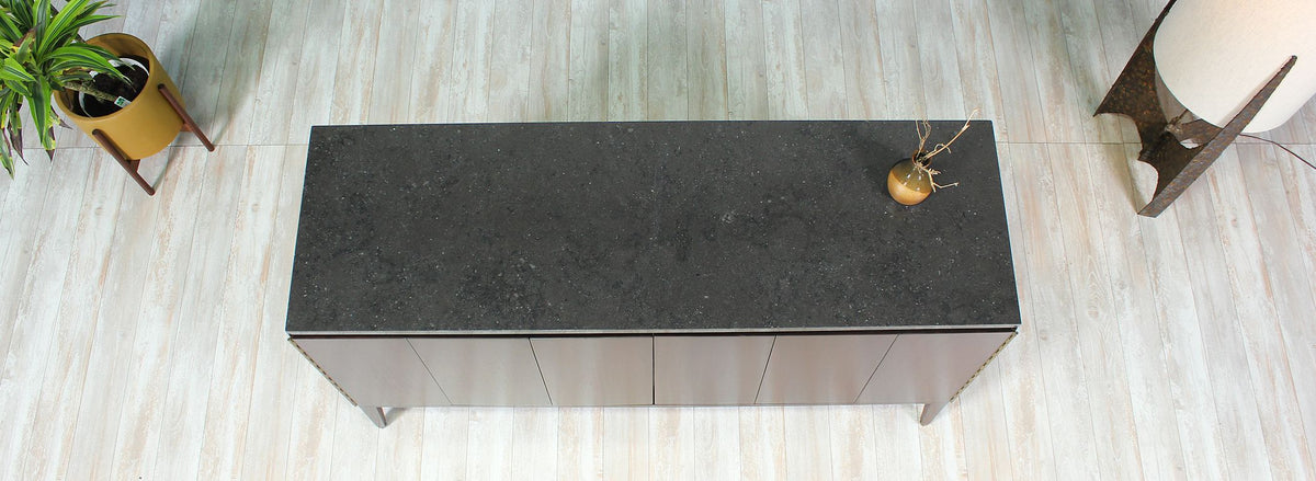 Paul McCobb “Irwin Collection” Credenza with Bi-Folding Doors & Black Marble Top