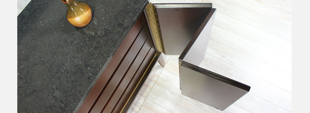 Paul McCobb “Irwin Collection” Credenza with Bi-Folding Doors & Black Marble Top