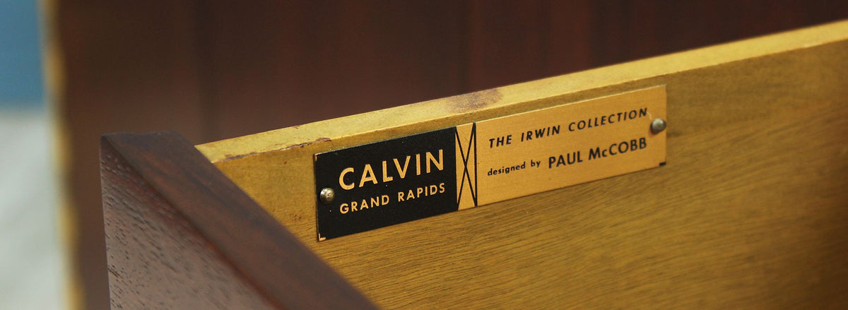 Paul McCobb “Irwin Collection” Credenza with Bi-Folding Doors & Black Marble Top