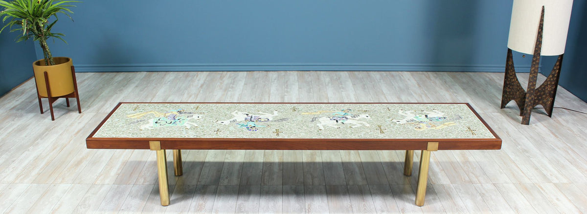 California Studio Coffee Table with Venetian Tile-Top by Conrad Divine 