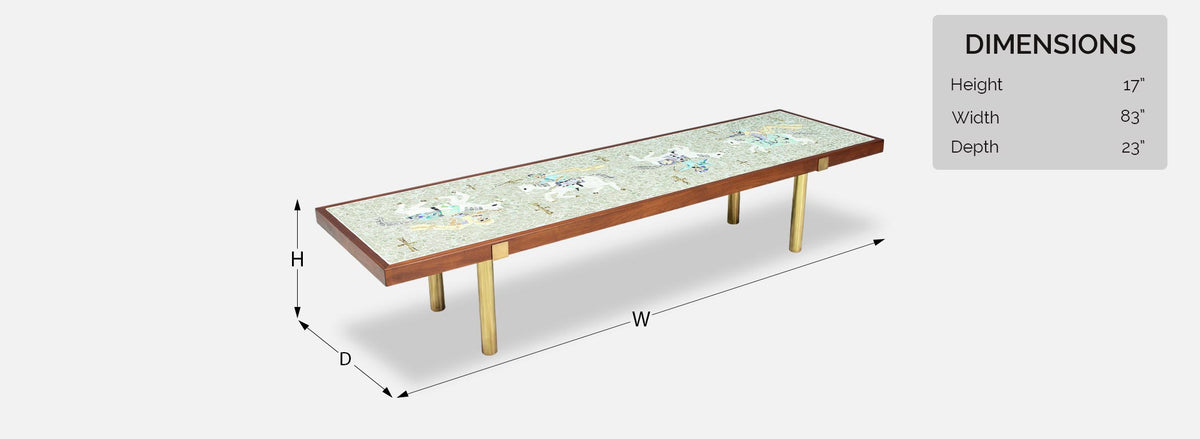 California Studio Coffee Table with Venetian Tile-Top by Conrad Divine 