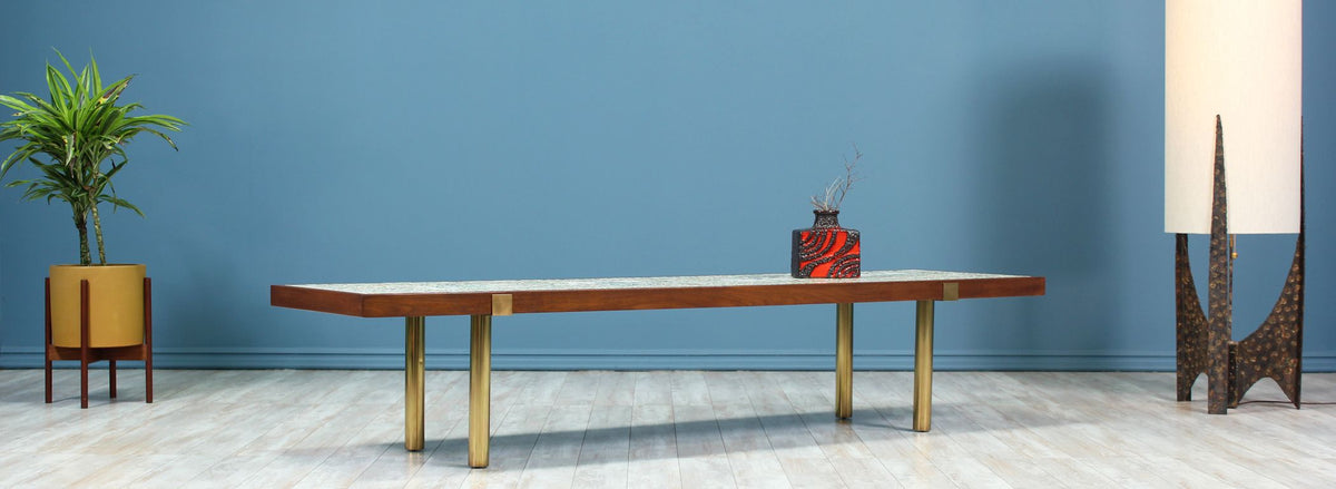 California Studio Coffee Table with Venetian Tile-Top by Conrad Divine 