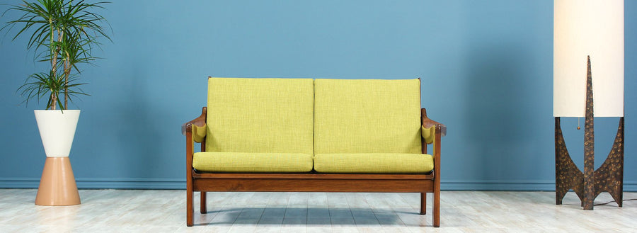 Mid-Century Modern Sculpted Wood Settee