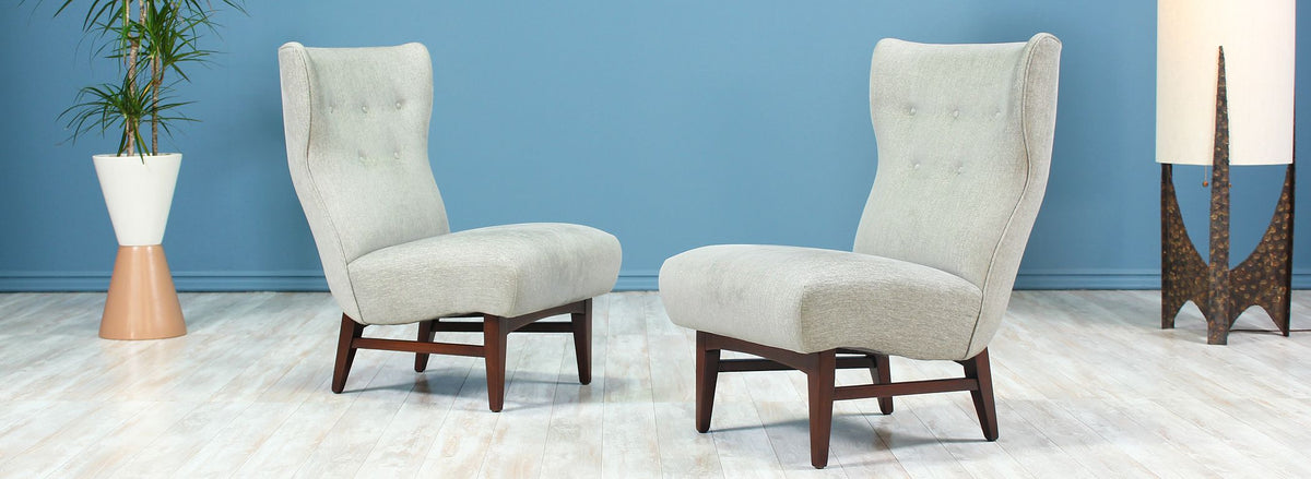 Mid-Century Wingback Lounge Chairs