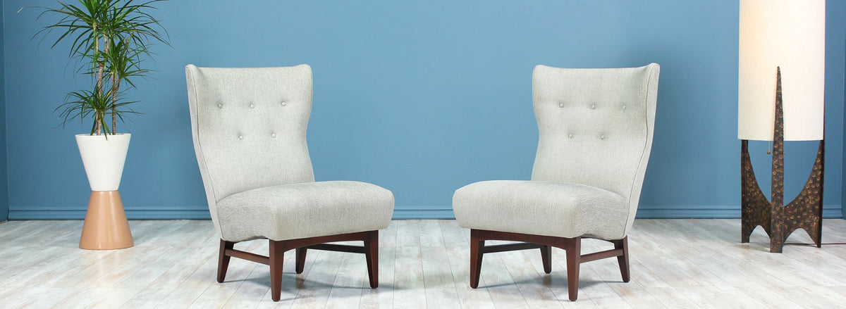 Mid-Century Wingback Lounge Chairs