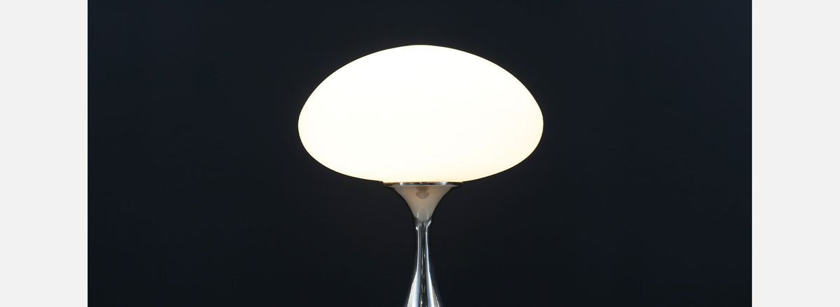 Laurel Chrome & Mushroom Frosted Glass Shade Lamp 