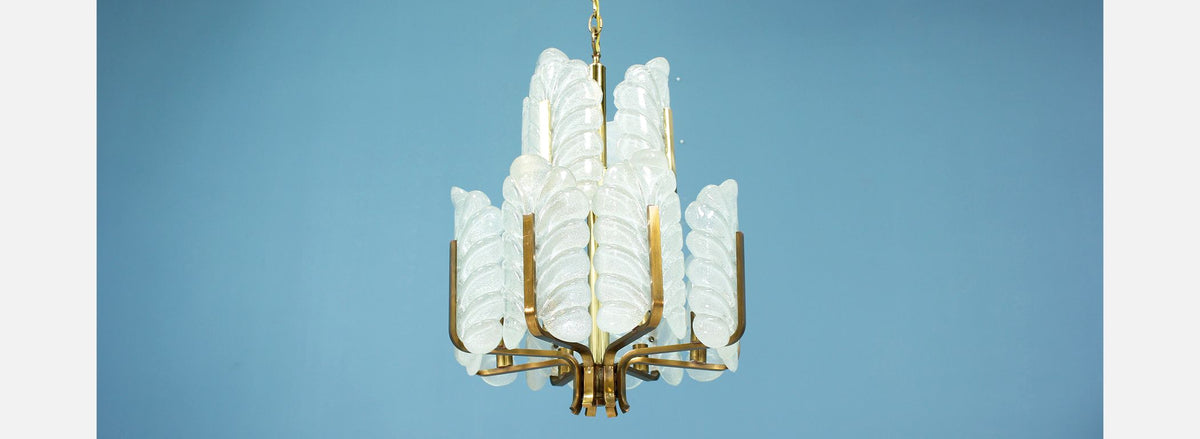 Carl Fagerlund “Acanthus Leaf” Glass Chandelier for Orrefors