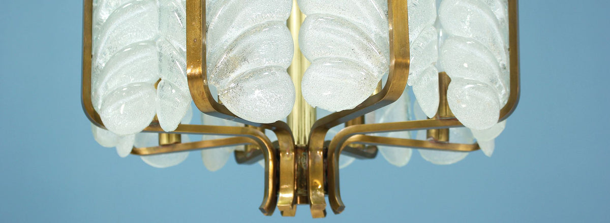 Carl Fagerlund “Acanthus Leaf” Glass Chandelier for Orrefors