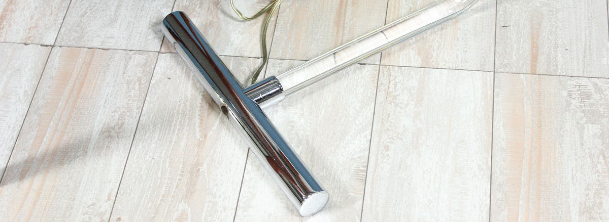 Peter Hamburger "Crylicord" Lucite & Chrome Floor Lamp