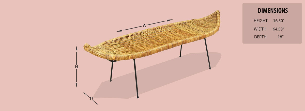 Danny Ho Fong Woven Cane Bench for Tropi-Cal