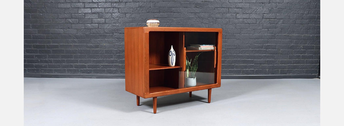 Bernhard Pedersen and Son Teak & Glass Bookcase Credenza