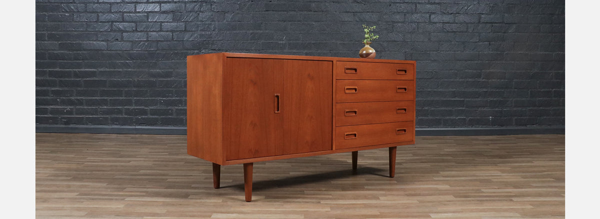 Carlo Jensen Bi-Folding Door Teak Credenza for Hundevad & Co.