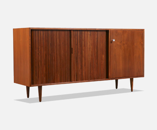 California Modernist Tambour-Door Credenza by Milo Baughman