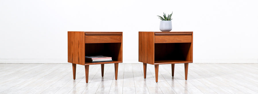 Nordic Modern Teak Night Stands with Bookcase by Westnofa