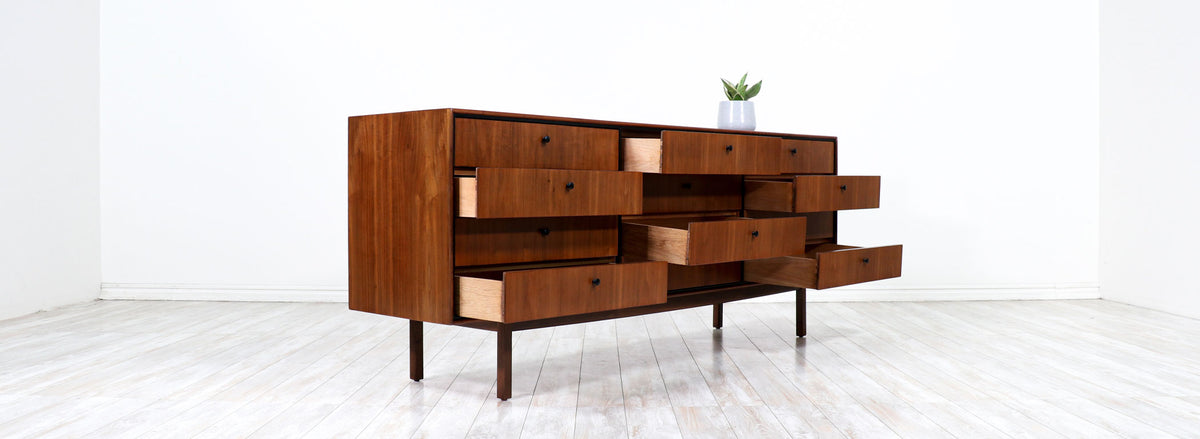 Jack Cartwright 12-Drawer Walnut Dresser for Founders Co.