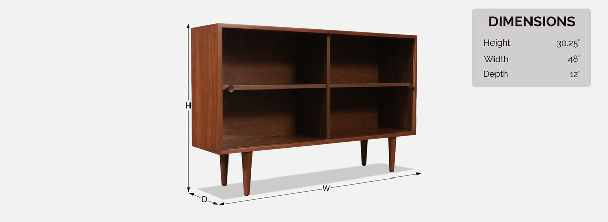 Custom Made Walnut Bookcase w/ Glass Doors by Danish Modern LA