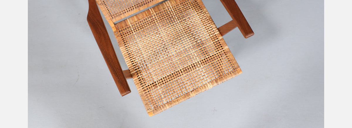 Mid-Century Dutch Modern Cane & Teak Lounge Chair