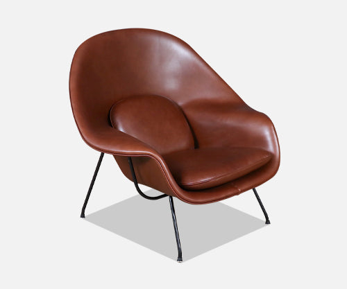 Early Eero Saarinen "Womb" Cognac Leather Chair for Knoll