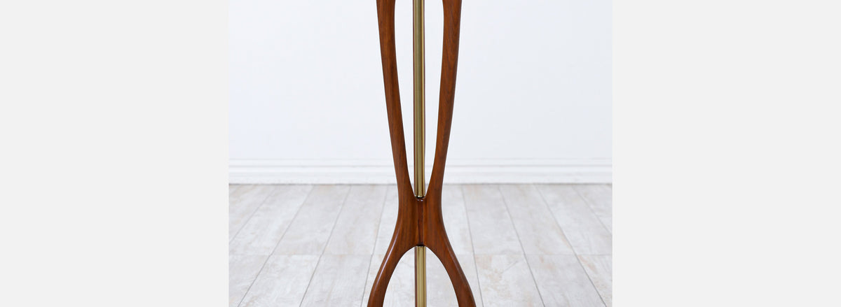 Modeline of California Sculpted Walnut & Brass Floor Lamp