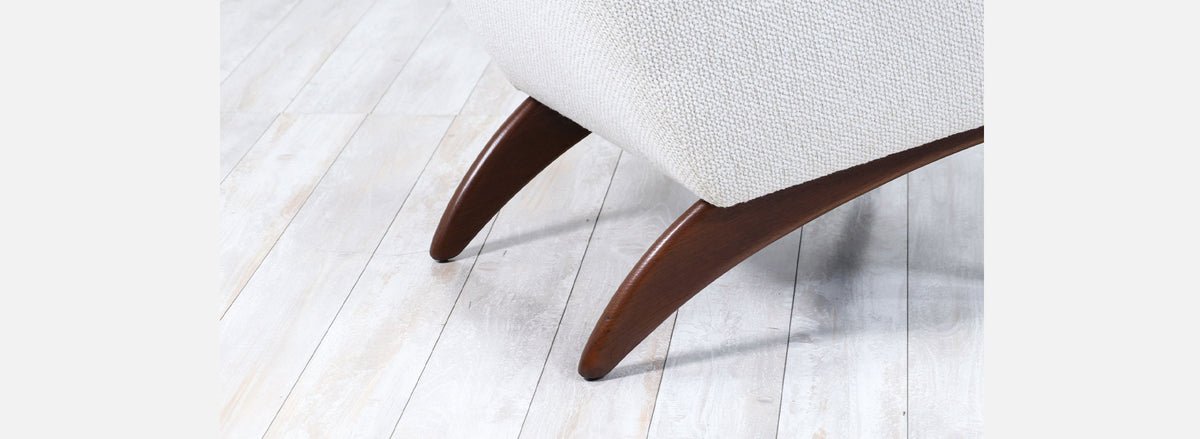 Mid-Century Modern Sculpted Teak & Tufted Lounge Chair