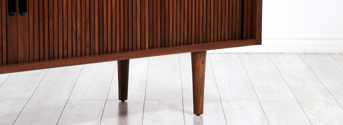 Vintage Low Profile Tambour-Door Credenza by Merton L. Gershun