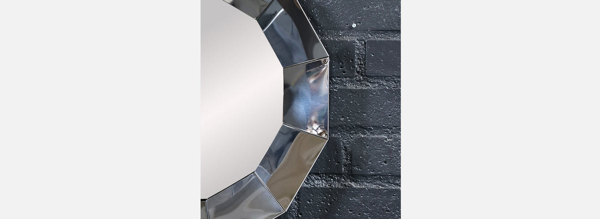 Vintage Curtis Jere Faceted Chrome Geometric Mirror for Artisan House
