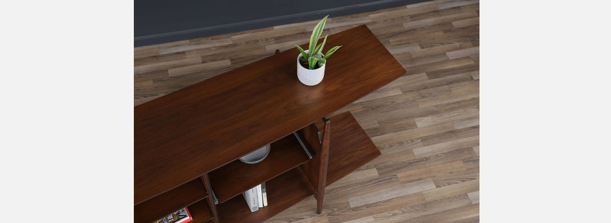 Mid-Century Modern Sculpted Walnut Tier Bookshelf