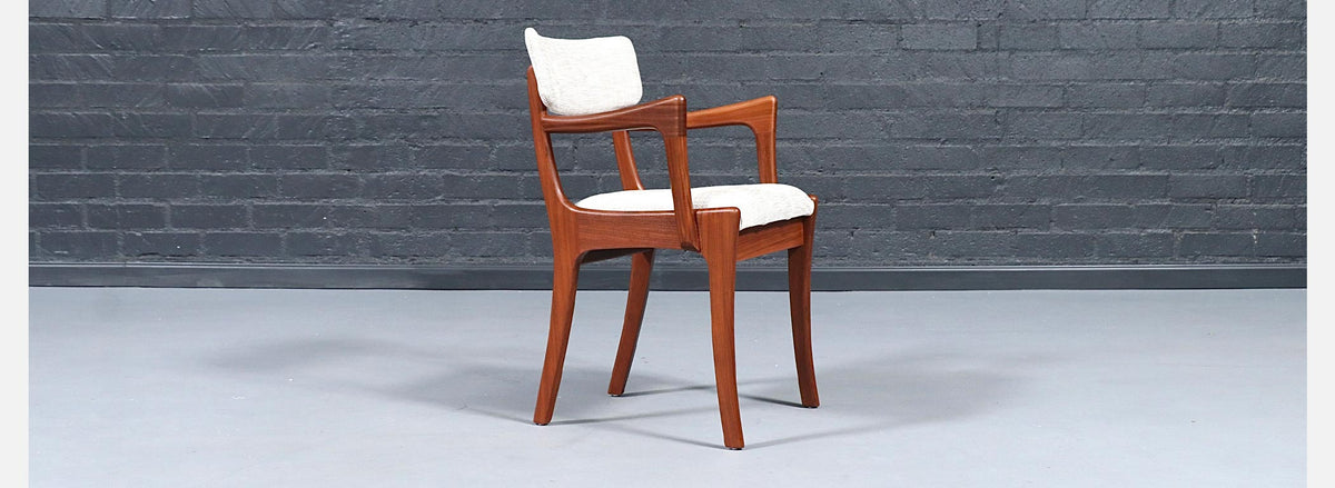 Mid Century Modern Teak & Tweed Dining Chairs by Peter Hayward 