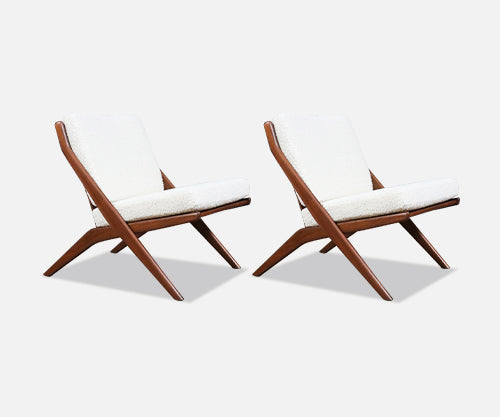 Folke Ohlsson "Scissor" Sculpted Walnut Lounge Chairs for Dux