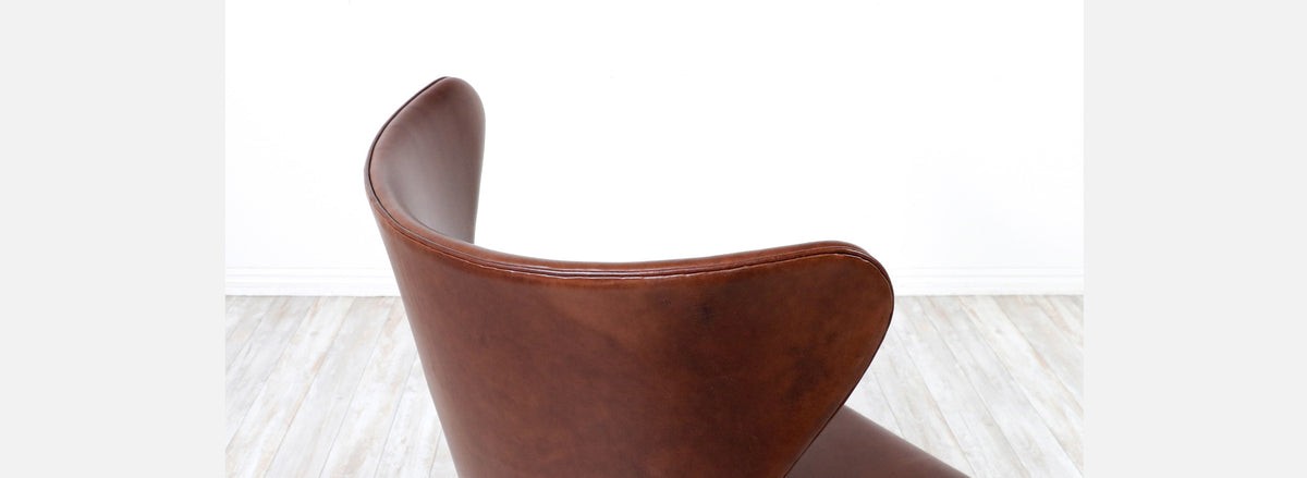 Adrian Pearsall Wing Back Cognac Leather Lounge Chair 