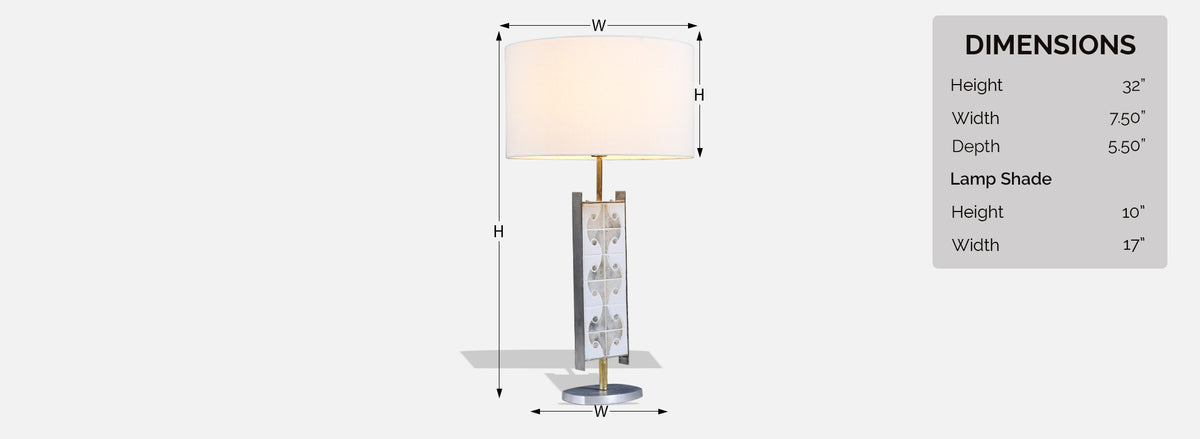 Mid-Century Modern Mosaic Tile & Steel Table Lamp