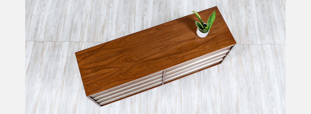John Keal Walnut Dresser with Metal Accent Pulls for Brown Saltman 