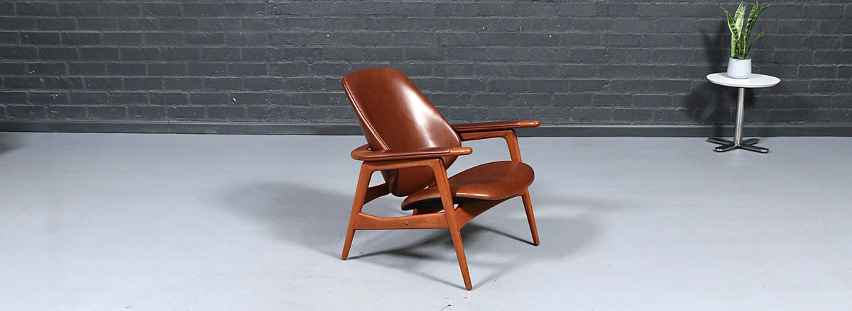Arne Hovmand-Olsen Teak & Cognac Leather Lounge Chair for Mogens Kold