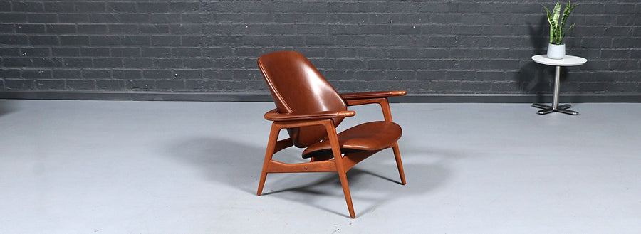 Arne Hovmand-Olsen Teak & Cognac Leather Lounge Chair for Mogens Kold