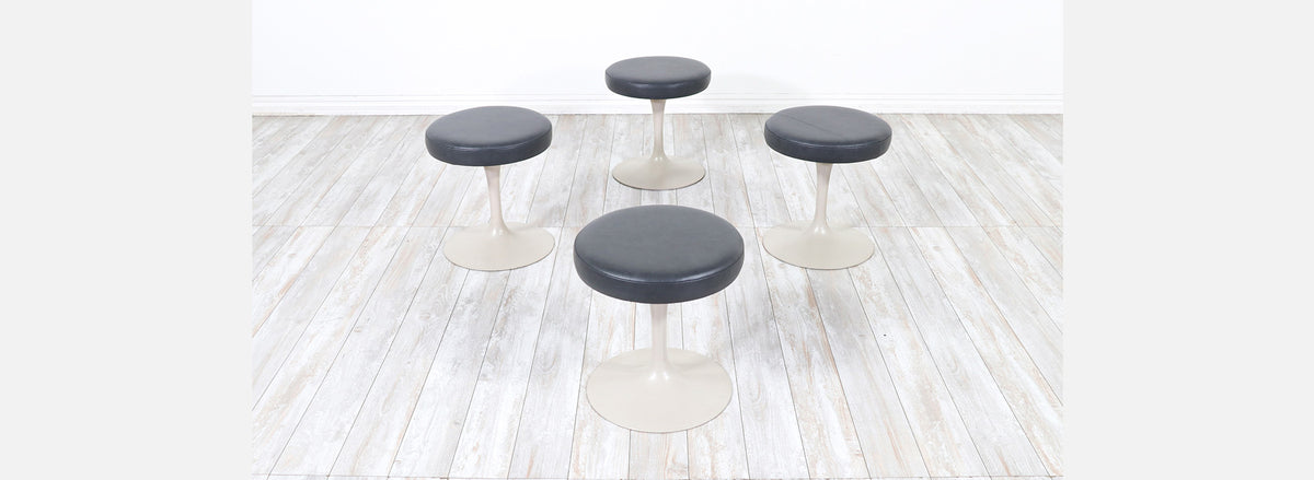 Vintage Eero Saarinen Tulip Stool with Grey Leather for Knoll