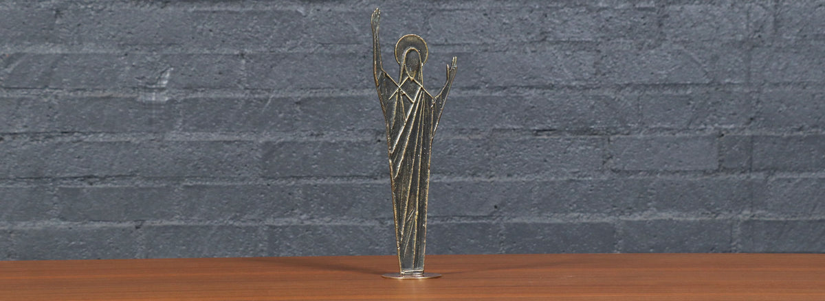 Mid-Century Austrian Modernist Bronze Christ Sculpture by Franz Hagenauer
