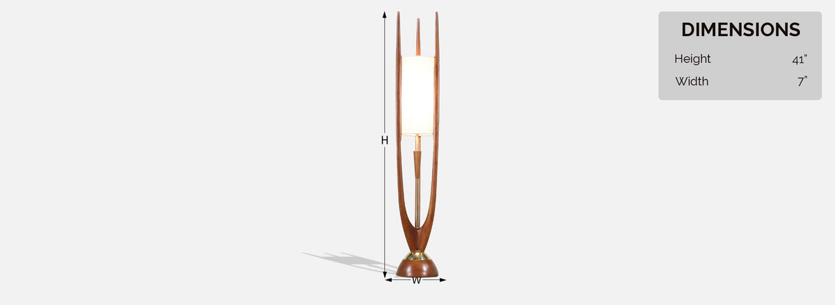 John Keal Sculpted Walnut Trident-Style Table Lamp for Modeline